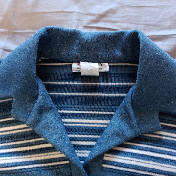 Vintage 60s D'Alliard's Striped Scooter Dress Box Pleat Mod Blue Grey Gray White - Picture 13 of 15